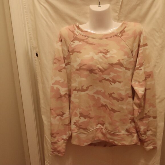LOU & Grey Camo Sweatshirt Women's Medium Pink Soft Terry Crew Neck Long Sleeve - Picture 2 of 9